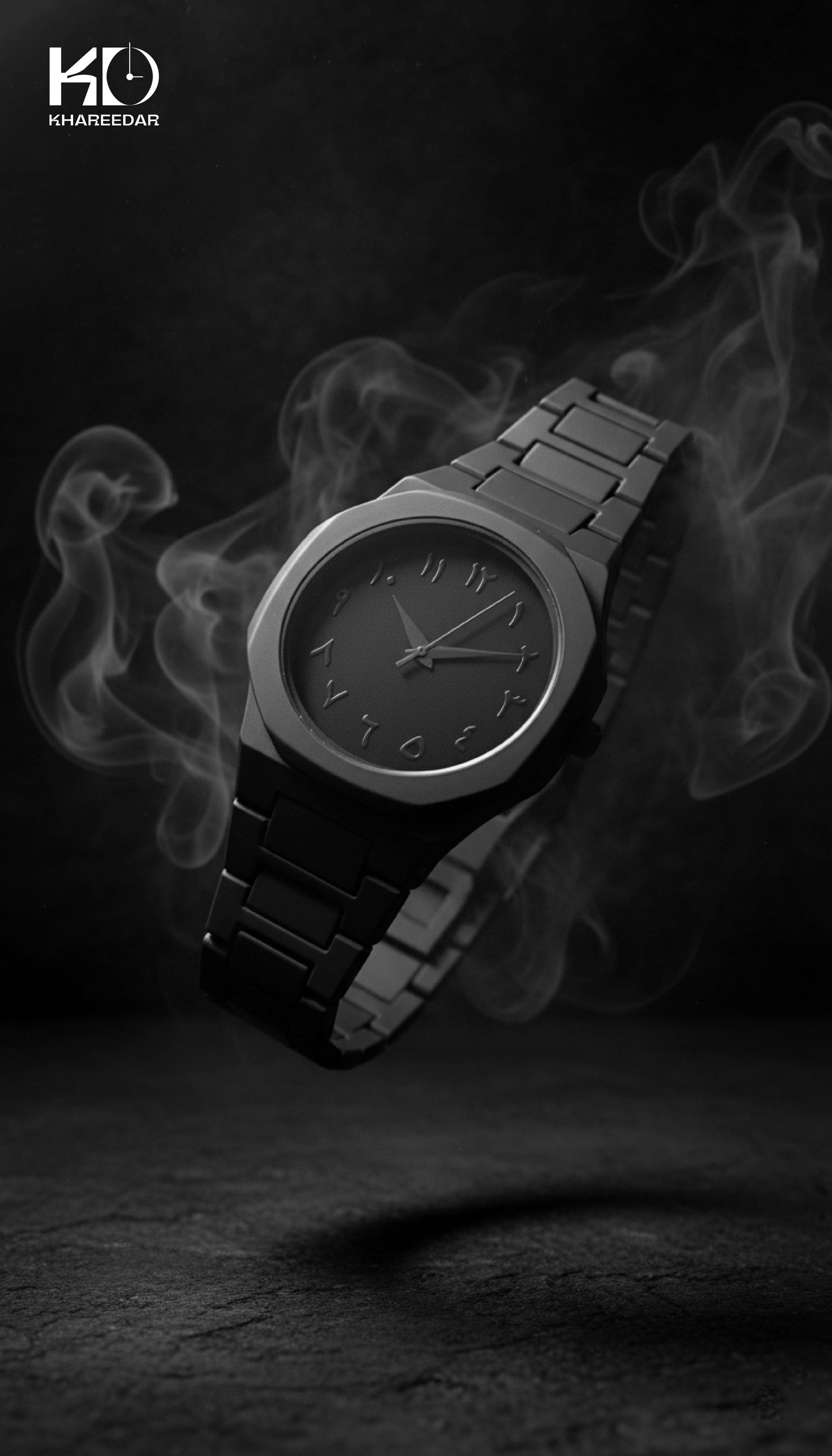 Black Arabic Aura Watch For Men – Elegant Design, Arabic Numerals| With Free Box