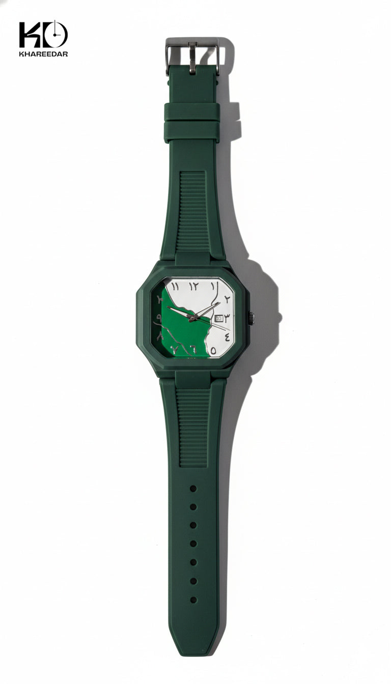 Aura Arabic Marble Geometric Watch - Rubber Strap | With Free Box