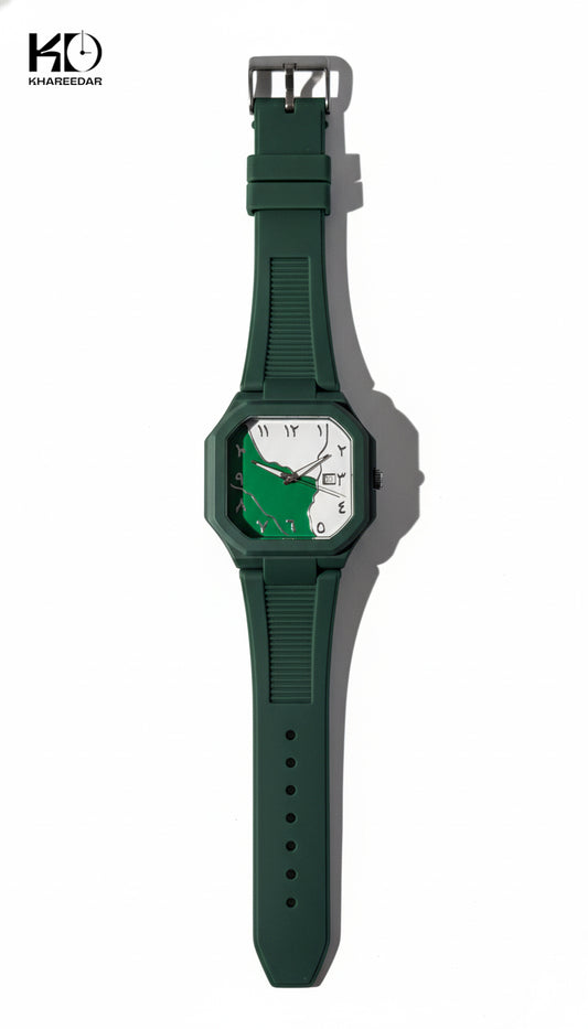 Aura Arabic Marble Geometric Watch - Rubber Strap | With Free Box